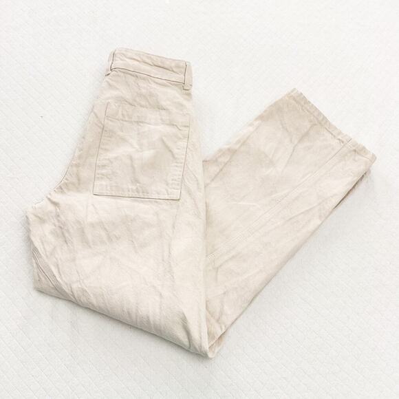 Zara Cream Denim Jeans Button Fly Wide Leg Size 2 - Picture 7 of 7